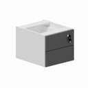 Ver imagem 2 de Gaveteiro Suspenso 33cm x 40cm 2 Gavetas com Chave para Mesa Escrivaninha de Escritório Corporate Cinza/Sagrado com Branco