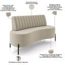 Ver imagem 4 de Sofá Chaise 2 Lugares Sala Living 135cm Pés Industrial Cayman K01 Veludo Bege - Lyam Decor