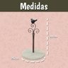 Suporte Doce Cupcake Ferro Marrom Pássaro Arabesco Prato Madeira Elegância Rústica Sofisticação Idea - 2