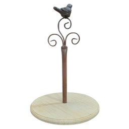 Suporte Doce Cupcake Ferro Marrom Pássaro Arabesco Prato Madeira Elegância Rústica Sofisticação Idea - 1