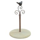 Ver imagem 1 de Suporte Doce Cupcake Ferro Marrom Pássaro Arabesco Prato Madeira Elegância Rústica Sofisticação Idea