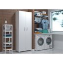 Ver imagem 4 de Armário Multiuso Lavanderia 2 Portas Branco 160x60cm – Ajlstore | 4 Prateleiras e Espaço Lateral