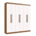 Ver imagem 2 de Guarda-roupa Casal Darwin 6 Portas 4 Gavetas 100% Mdf Off White/nogueira - Doripel Móveis