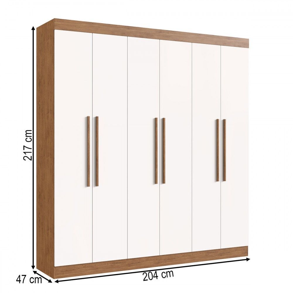 Guarda-roupa Casal Darwin 6 Portas 4 Gavetas 100% Mdf Off White