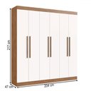 Ver imagem 4 de Guarda-roupa Casal Darwin 6 Portas 4 Gavetas 100% Mdf Off White/nogueira - Doripel Móveis