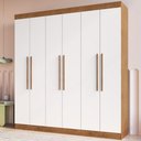 Ver imagem 1 de Guarda-roupa Casal Darwin 6 Portas 4 Gavetas 100% Mdf Off White/nogueira - Doripel Móveis