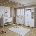 Ver imagem 1 de Quarto de Bebê Completo 100 Mdf com Guarda-roupa, Cômoda e Mini Berço Estelar Tigus Baby