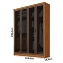 Ver imagem 2 de Guarda Roupa Casal Sevilha 4 Portas com Vidro Reflecta e 3 Gavetas Cinamomo Fendi Fosco - Novo Horiz