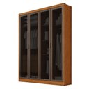 Ver imagem 1 de Guarda Roupa Casal Sevilha 4 Portas com Vidro Reflecta e 3 Gavetas Cinamomo Fendi Fosco - Novo Horiz