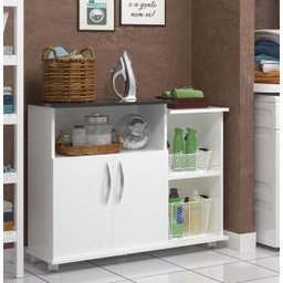 Fruteira Armário Cozinha Branco com Preto 2 Portas com Rodinha - 5