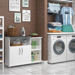 Fruteira Armário Cozinha Branco com Preto 2 Portas com Rodinha - 3