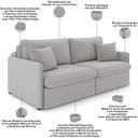 Ver imagem 4 de Sofá Cama Retrátil para Sala de Estar 234cm Una K01 Veludo Cinza Claro - Lyam Decor