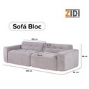 Ver imagem 4 de Sofá Modular na Caixa 2 Lugares Linho Aveludado D32 Cinza 256cm Bloc Zidi