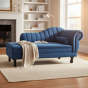 Ver imagem 1 de Recamier Decorativo Divã Amsterdã 147cm Lado Esquerdo Couro Azul Marinho