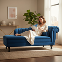 Ver imagem 2 de Recamier Decorativo Divã Amsterdã 147cm Lado Esquerdo Couro Azul Marinho