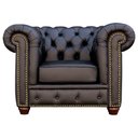 Ver imagem 1 de Poltrona Chesterfield com Pés Madeira Couro Preto
