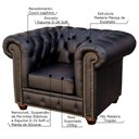 Ver imagem 3 de Poltrona Chesterfield com Pés Madeira Couro Preto