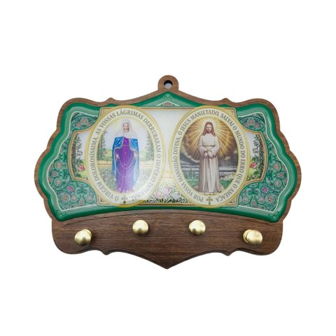 Porta Chaves De Parede Nossa Senhora das Lágrimas e Jesus Manietado Madeira FORNECEDOR 2 475NL