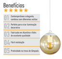 Ver imagem 5 de Pendente Branco C/ Globo de Vidro Ambar de 14cm + Led 2w