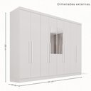 Ver mais imagens de Guarda Roupa Casal Modulado Canto 13 Portas 4 Gavetas MDP com Espelho Branco Multimóveis 525cm