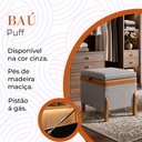 Ver imagem 2 de Puff Baú Multiuso Pés em Madeira Maciça Atenas Detalhes em Couro Linho Cinza