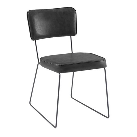 Cadeira de Jantar Roma Courissimo Preto Base Aço Preto - Ooca Móveis