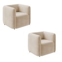 Ver imagem 1 de Poltrona Sala de Estar Decorativa Kit 2 Laguna Veludo K01 - D'Rossi Cor Bege