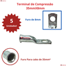Terminal Compressão 35 Mm X M8 Com 5 Unidades - 5