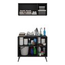 Ver imagem 4 de Conjunto Lavanderia Retrô Multiuso Armário Aéreo e Balcão 3 Portas Multimóveis Mp5050 Preto