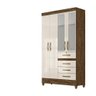 Guarda Roupa Solteiro Moval Sobral Castanho Wood Off White 4 Portas 4 Gavetas c/ Espelho - 3