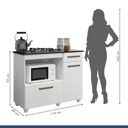 Balcão de Cozinha para Cooktop 2 Portas 1 Gaveta 1 Nicho para Forno Yescasa - 3