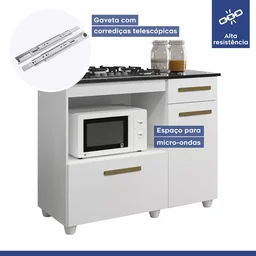 Balcão de Cozinha para Cooktop 2 Portas 1 Gaveta 1 Nicho para Forno Yescasa - 8