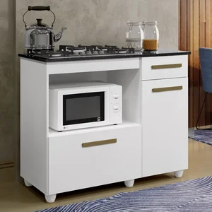 Balcão de Cozinha para Cooktop 2 Portas 1 Gaveta 1 Nicho para Forno Yescasa
