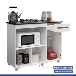 Balcão de Cozinha para Cooktop 2 Portas 1 Gaveta 1 Nicho para Forno Yescasa - 4