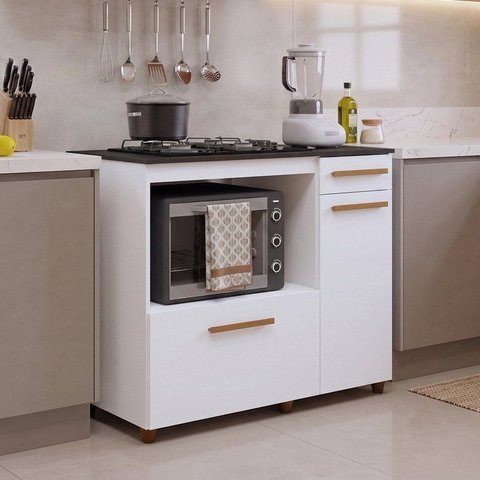 Balcão de Cozinha para Cooktop 2 Portas 1 Gaveta 1 Nicho para Forno Violeta