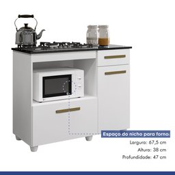 Balcão de Cozinha para Cooktop 2 Portas 1 Gaveta 1 Nicho para Forno Yescasa - 5