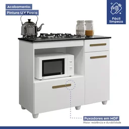 Balcão de Cozinha para Cooktop 2 Portas 1 Gaveta 1 Nicho para Forno Yescasa - 6