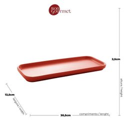 Kit 02 Travessas Porcelana Nórdica Vermelho Matt 31x13x3cm - 5