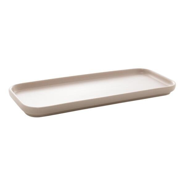 Kit 02 Travessas Porcelana Nórdica Cinza Matt 31x13x3cm