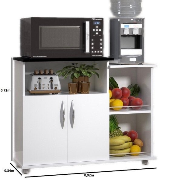 Fruteira Branco com Preto 2 Portas Multiuso Paneleiro Cozinha - 6