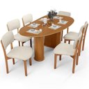 Ver imagem 1 de Mesa para Sala de Jantar Ourense com 06 Cadeiras Sala de Jantar Dara L02 Linho Champagne - Lyam