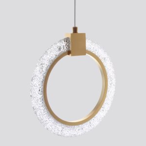 Pendente Arco Anel Dourado Led 8w Bivolt 3 Cores 3000k 4000k 6500k Estilo Moderno Metal Acrílico