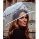 Ver imagem 4 de Guarda Chuva Automático Com Cabo Curvo Sombrinha Transparente E Branca Fazzoletti