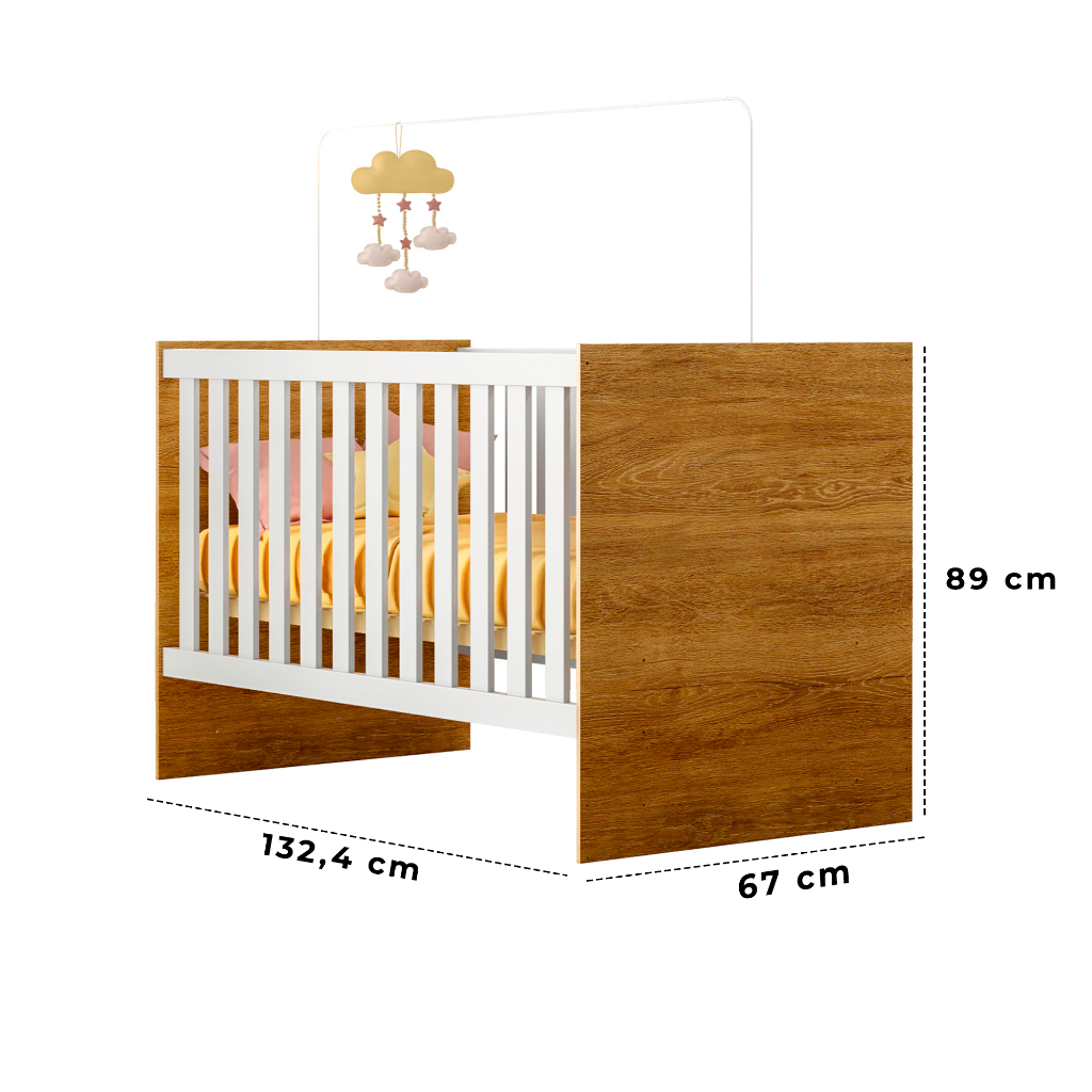 Berço Mini Cama Life com Colchão e Grade de Proteção Removível para Quarto de Bebê Infantil - 6