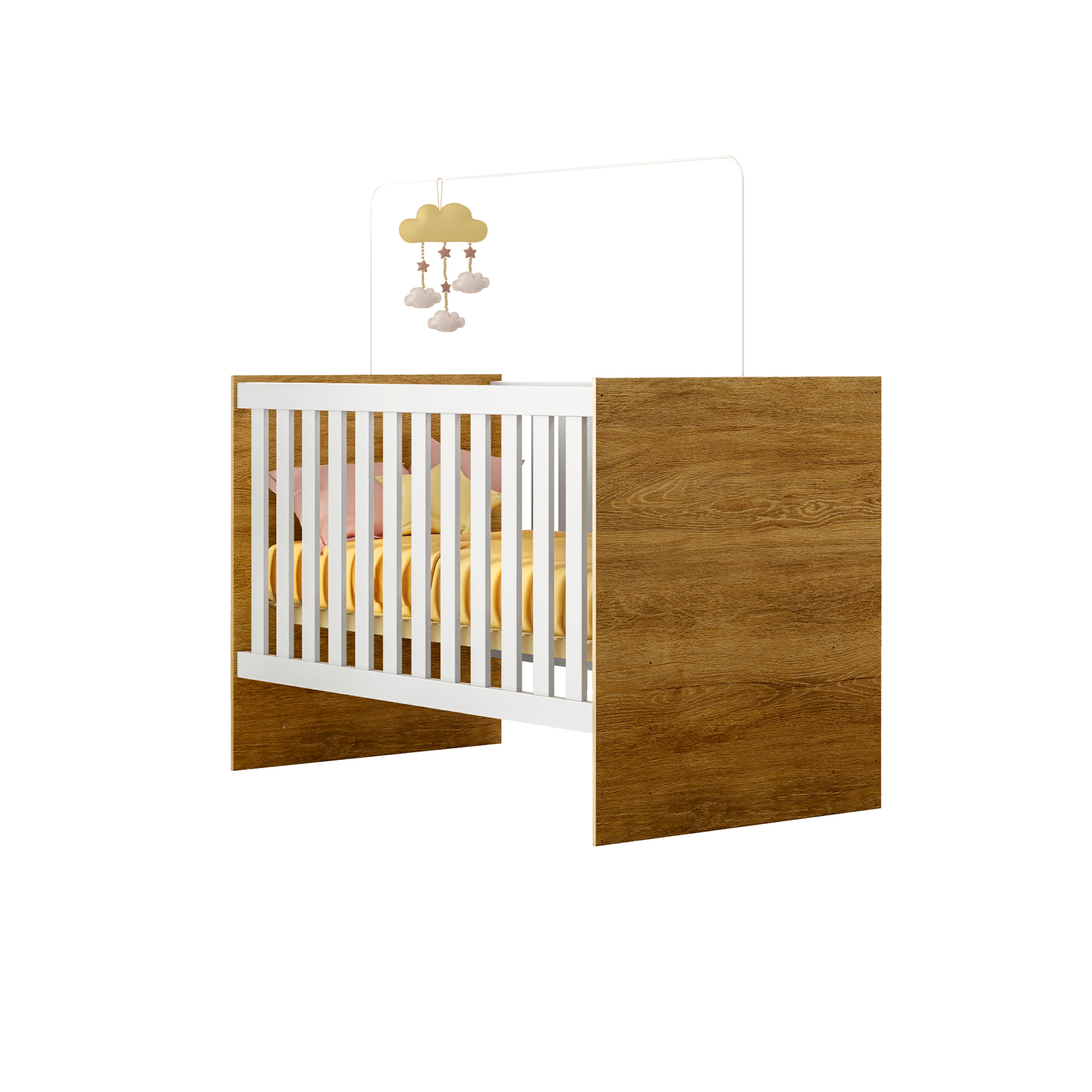 Berço Mini Cama Life com Colchão e Grade de Proteção Removível para Quarto de Bebê Infantil - 5