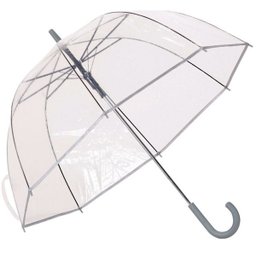 Guarda Chuva Automático Com Cabo Curvo Sombrinha Transparente E Cinza Fazzoletti - 1