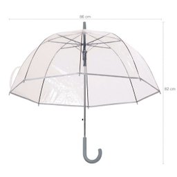Guarda Chuva Automático Com Cabo Curvo Sombrinha Transparente E Cinza Fazzoletti - 3