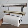 Suporte Rolos Porta Papel Toalha Alumínio PVC Plástico Filme de Parede Preto Stolf - 4