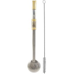 Bomba Chimarrão Para Cuia Com Rosca Aço Inox 304 Banho Ouro Nossa Senhora Aparecida - 3