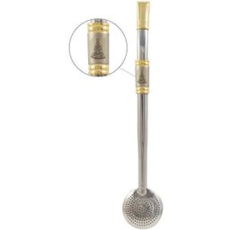 Bomba Chimarrão Para Cuia Com Rosca Aço Inox 304 Banho Ouro Nossa Senhora Aparecida - 8